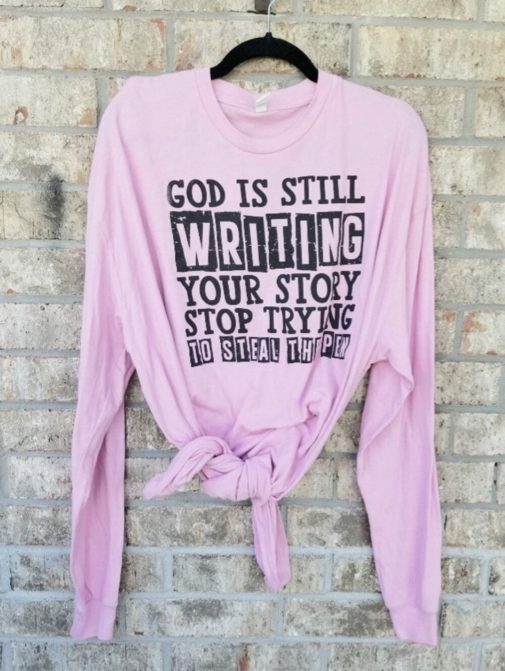 GOD FAITH PINK Graphic TShirt (Women 3X) Long Sleeve Scripture Faith TShirt
